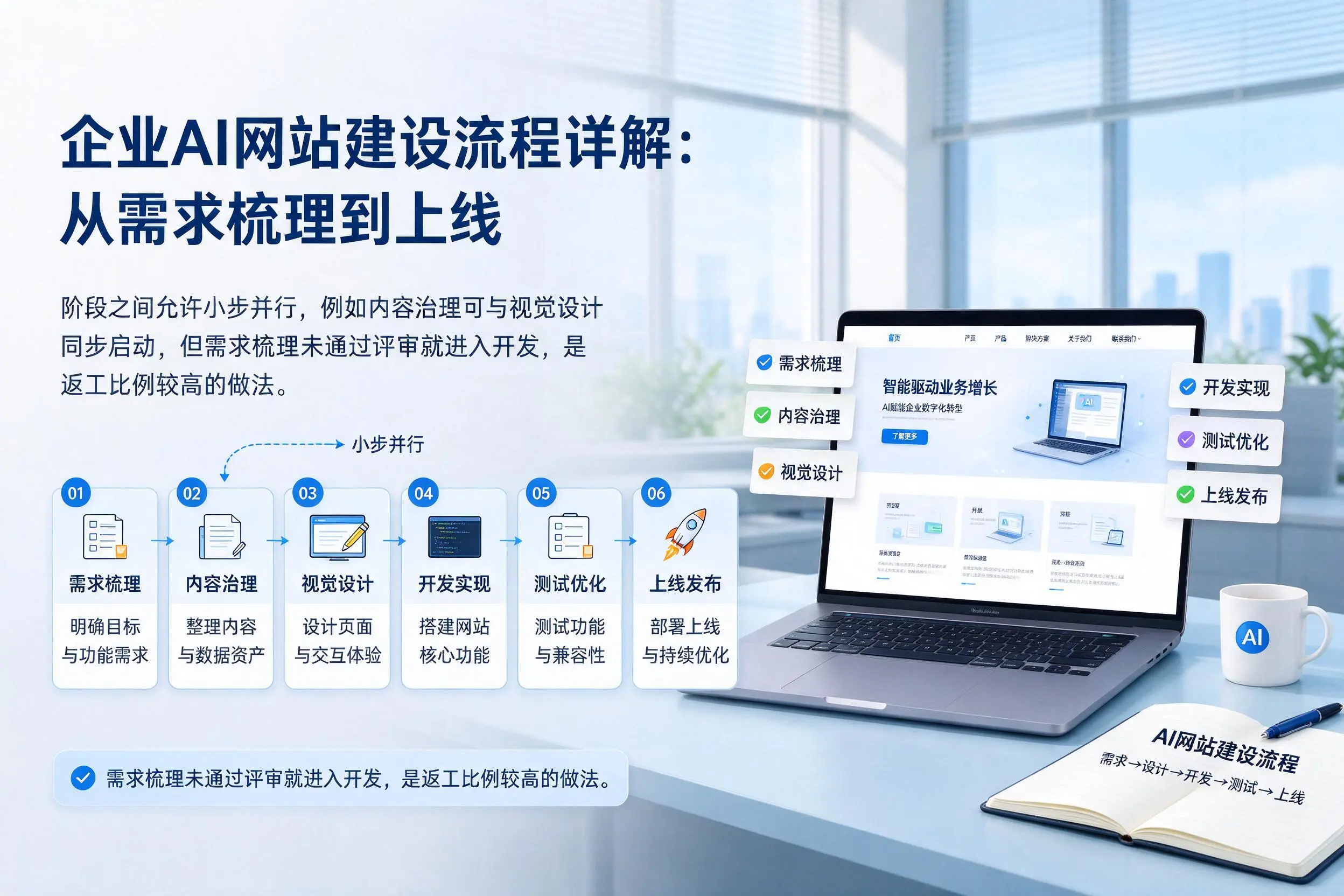 吴忠企业AI网站建设流程详解:从需求梳理到上线