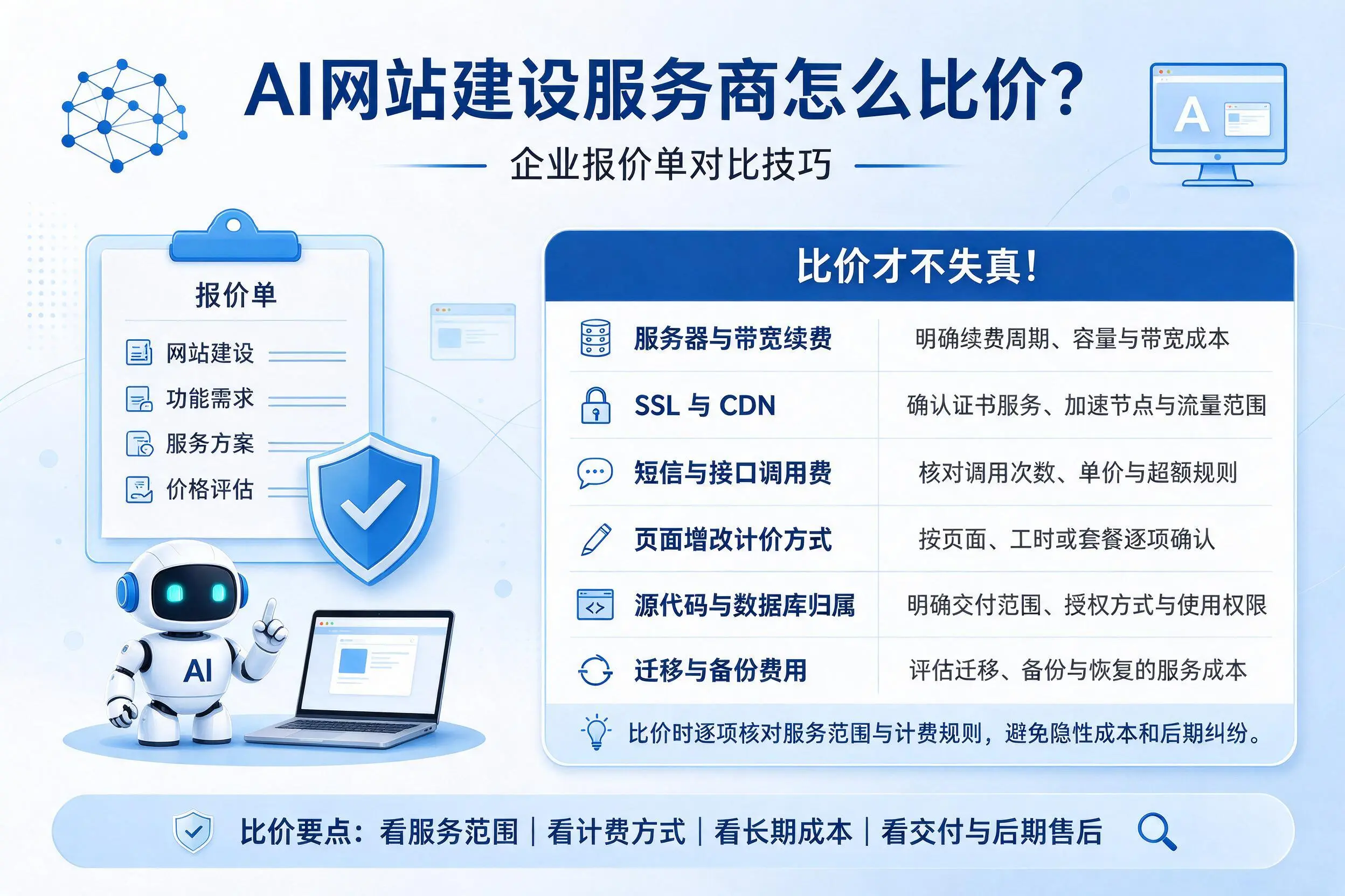 AI网站建设服务商怎么比价?吴忠企业报价单对比技巧